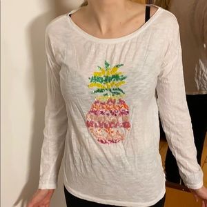 Talbots XS Pineapple Sequin T-shirt